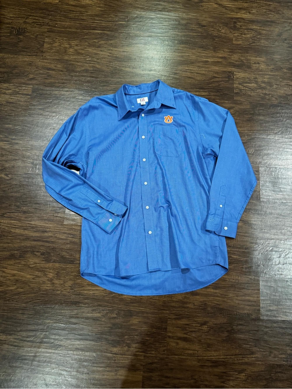 Cutter & Buck Royal Blue Long-Sleeve Button-Down Shirt with Auburn Logo